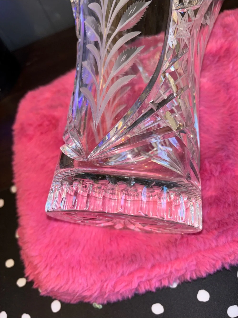 VINTAGE Crystal Clear brand made in GermanyCut Crystal Vase. It is a bohemian st